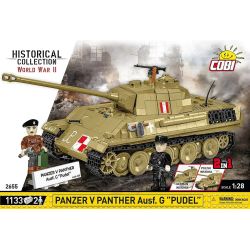 COBI 2655 TẤM XE TĂNG TRUNG BÌNH DA BÁO 1:28 tỷ lệ 1:28 bộ đồ chơi xếp lắp ráp ghép mô hình Military Army PANZER V PANTHER AUSF. G PUDEL Quân Sự Bộ Đội 1133 khối