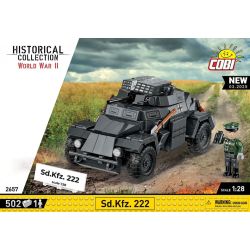 COBI 2657 XE TRINH SÁT THẾ CHIẾN II CỦA ĐỨC 1:28 tỷ lệ 1:28 bộ đồ chơi xếp lắp ráp ghép mô hình Military Army SD.KFZ. 222 Quân Sự Bộ Đội 502 khối