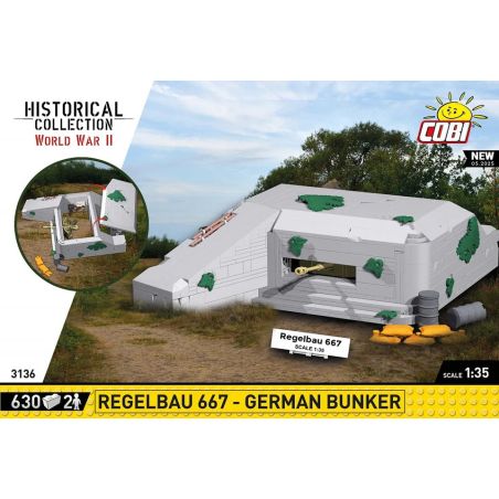 COBI 3136 CÔNG SỰ HẦM CỦA ĐỨC 1:35 tỷ lệ 1:35 bộ đồ chơi xếp lắp ráp ghép mô hình Military Army REGELBAU 667 GERMAN BUNKER Quân Sự Bộ Đội 630 khối