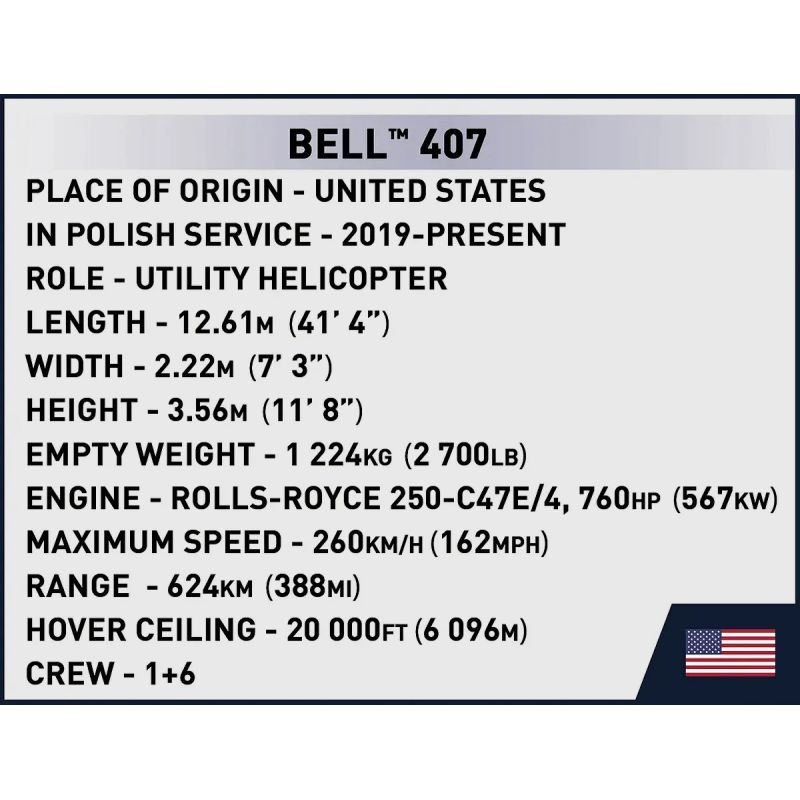 COBI 26628 MÁY BAY TRỰC THĂNG BELL 407 CẢNH SÁT 1:48 tỷ lệ 1:48 bộ đồ chơi xếp lắp ráp ghép mô hình City BELL 407 POLICJA Thành Phố 217 khối