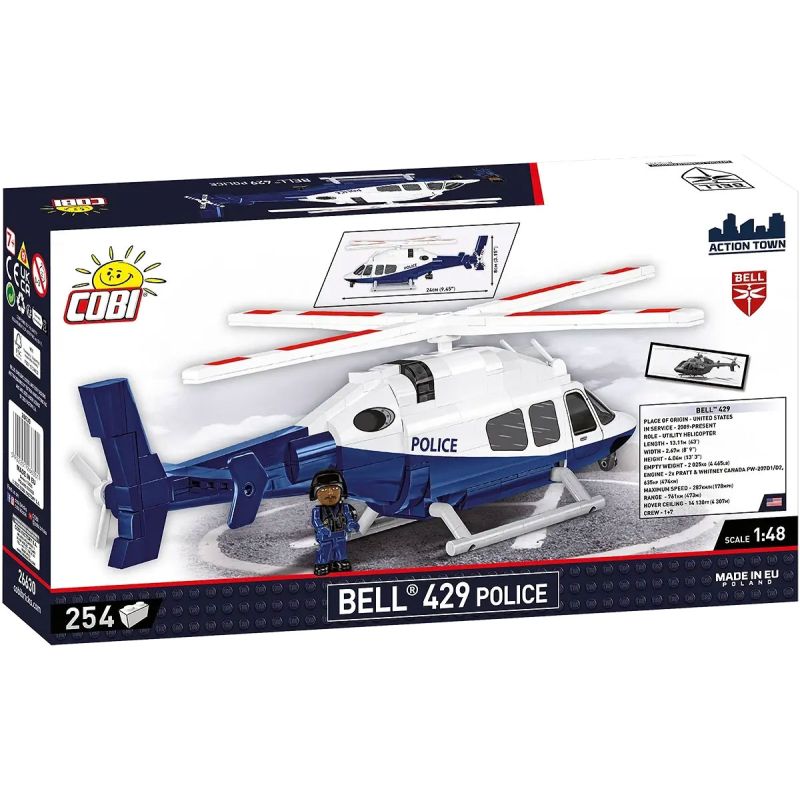 COBI 26630 BELL 429 TRỰC THĂNG CẢNH SÁT 1:48 tỷ lệ 1:48 bộ đồ chơi xếp lắp ráp ghép mô hình City BELL 429 POLICE Thành Phố 254 khối