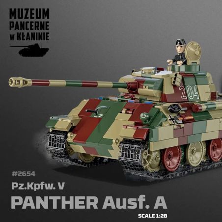 COBI 2654 XE TĂNG ĐỨC LOẠI A 1:28 tỷ lệ 1:28 bộ đồ chơi xếp lắp ráp ghép mô hình Military Army PZKPFW V PANTHER AUSF Quân Sự Bộ Đội 1152 khối