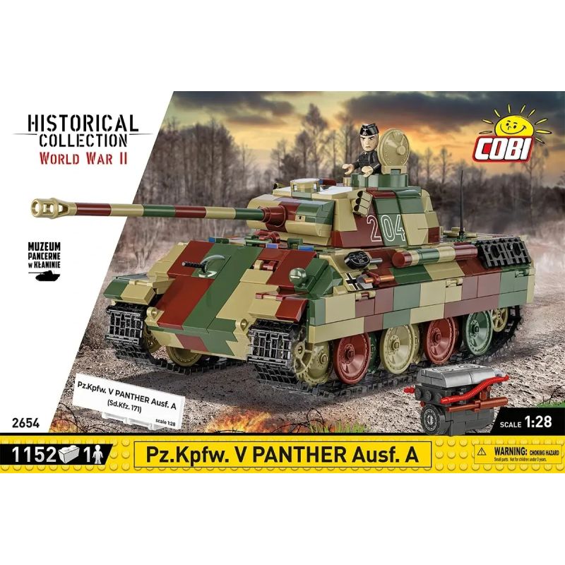 COBI 2654 XE TĂNG ĐỨC LOẠI A 1:28 tỷ lệ 1:28 bộ đồ chơi xếp lắp ráp ghép mô hình Military Army PZKPFW V PANTHER AUSF Quân Sự Bộ Đội 1152 khối