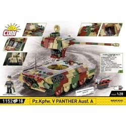COBI 2654 XE TĂNG ĐỨC LOẠI A 1:28 tỷ lệ 1:28 bộ đồ chơi xếp lắp ráp ghép mô hình Military Army PZKPFW V PANTHER AUSF Quân Sự Bộ Đội 1152 khối
