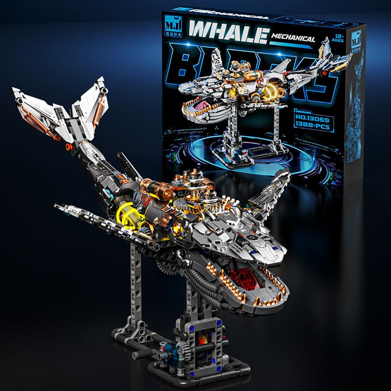 Beauty and 13059 Semi Mechanical Whale Xếp hình lắp ráp ghép mô hình Cá voi cơ học