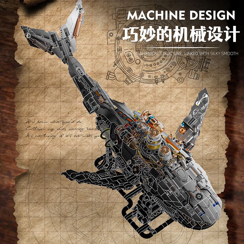 BEAUTY AND 13059 CÁ VOI CƠ HỌC bộ đồ chơi xếp lắp ráp ghép mô hình Technic SEMI MECHANICAL WHALE Kỹ Thuật Công Nghệ Cao Mô Hình Phương Tiện 1388 khối