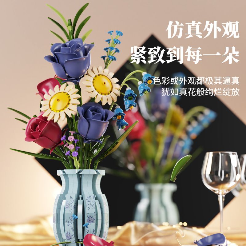 BEAUTY AND 13067 BÌNH HOA HỒNG bộ đồ chơi xếp lắp ráp ghép mô hình Creator BUNCH OF FLOWERS AUTUMN ROSE Sáng Tạo 787 khối