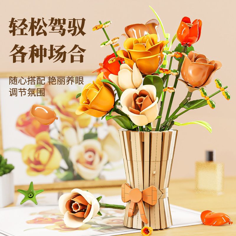 BEAUTY AND 13066 BÌNH HOA HỒNG bộ đồ chơi xếp lắp ráp ghép mô hình Creator BUNCH OF FLOWERS Sáng Tạo 868 khối