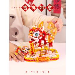 FEMIBOX S34005 34005 SƯ TỬ ĐẾN ĐỂ CHẠY NƯỚC SỐT KHIÊU VŨ bộ đồ chơi xếp lắp ráp ghép mô hình Creator Sáng Tạo 933 khối