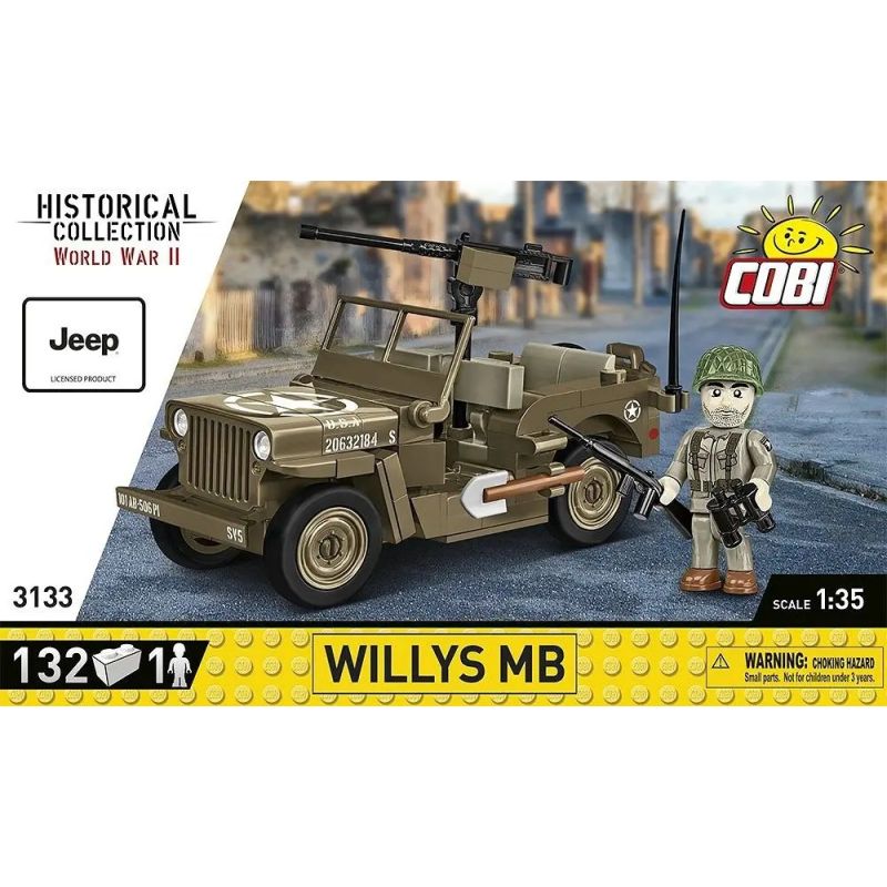 COBI 3133 WILLIS MB PHƯƠNG TIỆN QUÂN SỰ 1:35 tỷ lệ 1:35 bộ đồ chơi xếp lắp ráp ghép mô hình Military Army WILLYS MB Quân Sự Bộ Đội 132 khối