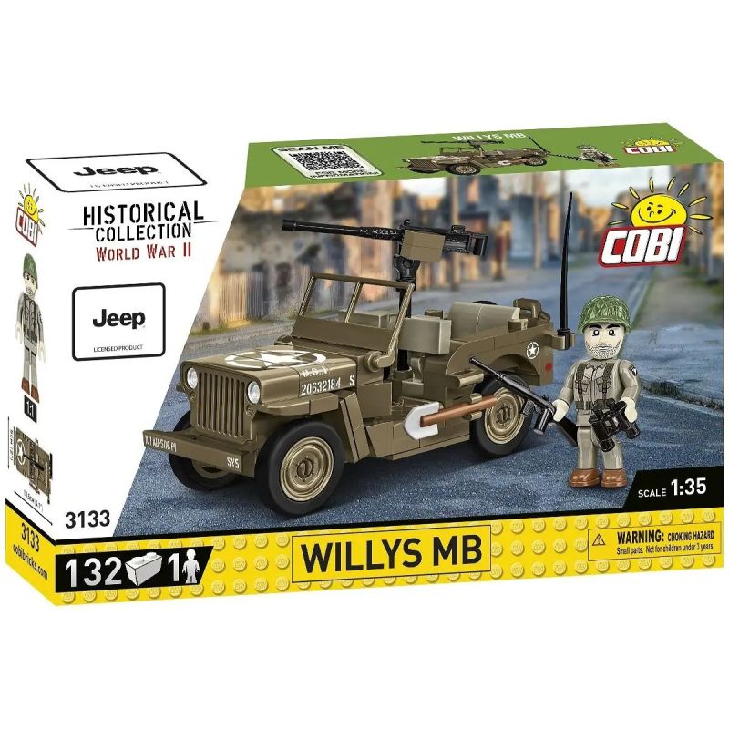 COBI 3133 WILLIS MB PHƯƠNG TIỆN QUÂN SỰ 1:35 tỷ lệ 1:35 bộ đồ chơi xếp lắp ráp ghép mô hình Military Army WILLYS MB Quân Sự Bộ Đội 132 khối