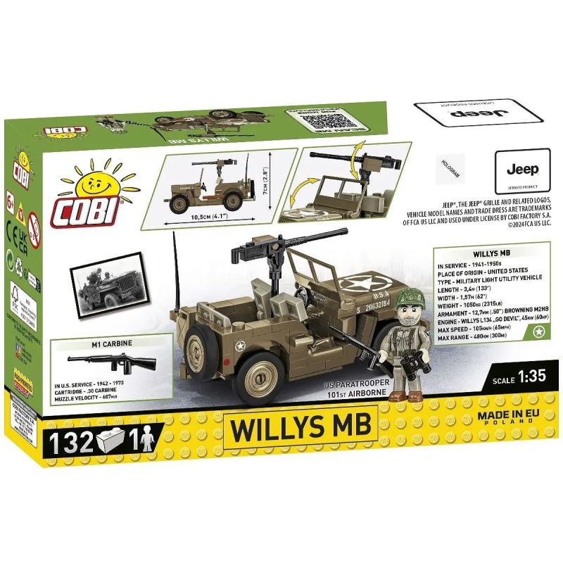 COBI 3133 WILLIS MB PHƯƠNG TIỆN QUÂN SỰ 1:35 tỷ lệ 1:35 bộ đồ chơi xếp lắp ráp ghép mô hình Military Army WILLYS MB Quân Sự Bộ Đội 132 khối
