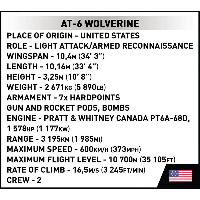 COBI 5905 AT-6 MÁY BAY TẤN CÔNG ÁNH SÁNG WOLVERINE 1:48 tỷ lệ 1:48 bộ đồ chơi xếp lắp ráp ghép mô hình Military Army AT-6 WOLVERINE Quân Sự Bộ Đội 262 khối