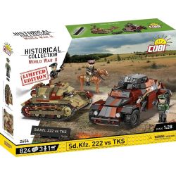 COBI 2656 SD.KFZ. 222 VS TKS 1:28 tỷ lệ 1:28 bộ đồ chơi xếp lắp ráp ghép mô hình Military Army SD.KFZ. 222 VS TKS - LIMITED EDITION Quân Sự Bộ Đội 824 khối