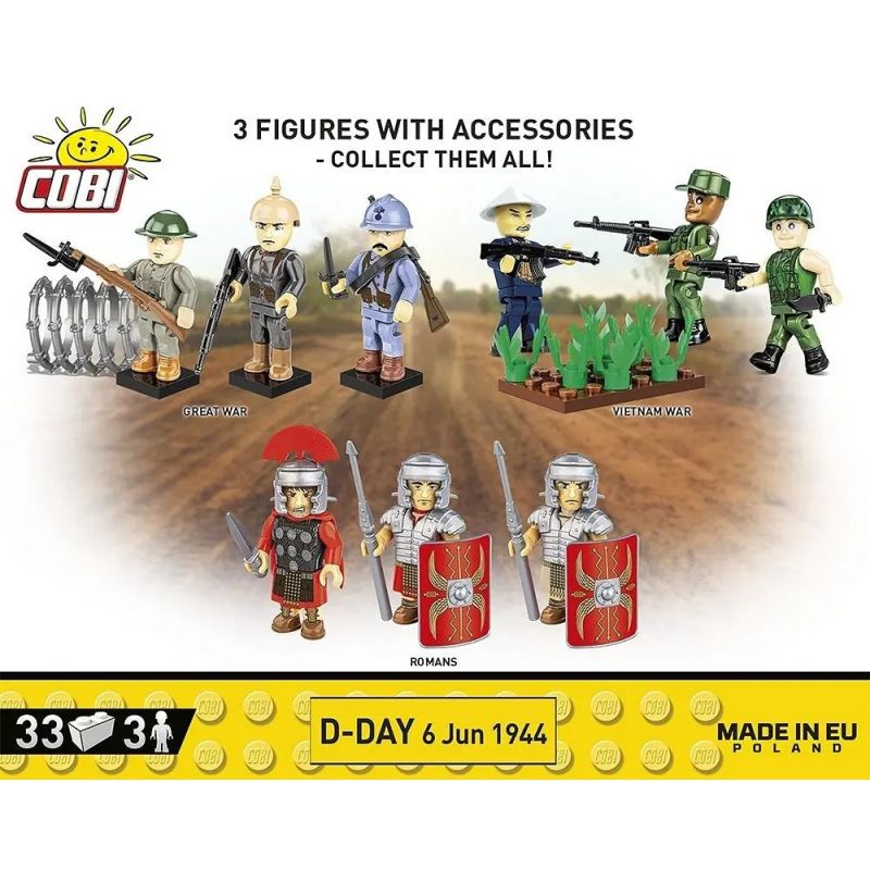 COBI 2656 D-DAY NGÀY 6 THÁNG NĂM 1944 tỷ lệ 1:28 bộ đồ chơi xếp lắp ráp ghép mô hình Military Army Quân Sự Bộ Đội 33 khối