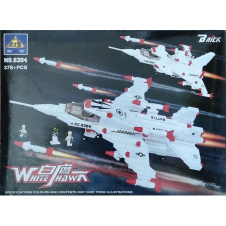 Bozhi 6304 MÁY BAY CHIẾN ĐẤU ĐẠI BÀNG TRẮNG bộ đồ chơi xếp lắp ráp ghép mô hình Military Army WHITE HAWK Quân Sự Bộ Đội 378 khối