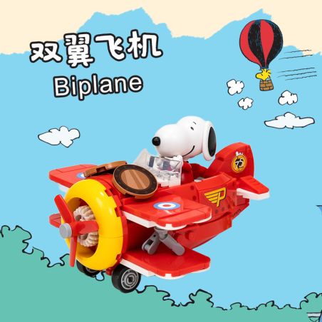 PANTASY 86905 ĐI ĐÂU SNOOPY BIPLANE bộ đồ chơi xếp lắp ráp ghép mô hình Movie & Game PEANUTS BIPLANE Phim Và Trò Chơi 300 khối