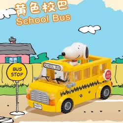 PANTASY 86906 ĐI ĐÂU SNOOPY XE BUÝT TRƯỜNG HỌC MÀU VÀNG bộ đồ chơi xếp lắp ráp ghép mô hình Movie & Game PEANUTS SCHOOL BUS Phim Và Trò Chơi 300 khối