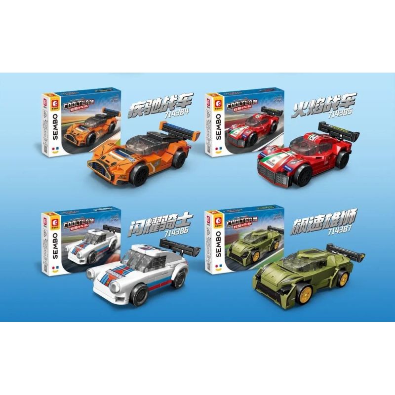 SEMBO 714382 ĐOÀN XE TUYỆT VỜI THUNDERBOLT STORM bộ đồ chơi xếp lắp ráp ghép mô hình Racers Đua Tốc Độ
