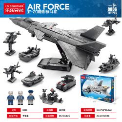 LELE BROTHER 8836 MÁY BAY CHIẾN ĐẤU TÀNG HÌNH J-20 8-IN-1 bộ đồ chơi xếp lắp ráp ghép mô hình Military Army Quân Sự Bộ Đội 1411 khối