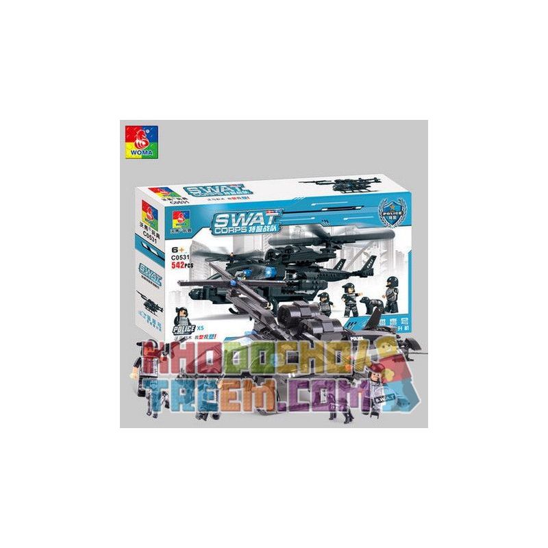 WOMA C0531 0531 Xếp hình kiểu  SWAT SPECIAL FORCE SWAT Falcon Armed Helicopter Trực Thăng Tấn Công Của Lực Lượng đặc Nhiệm 542 khối