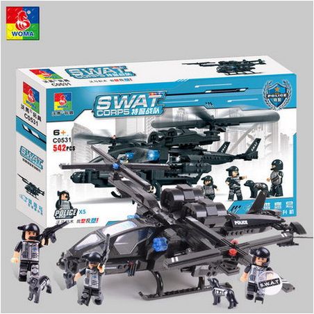 WOMA C0531 0531 Xếp hình kiểu  SWAT SPECIAL FORCE SWAT Falcon Armed Helicopter Trực Thăng Tấn Công Của Lực Lượng đặc Nhiệm 542 khối