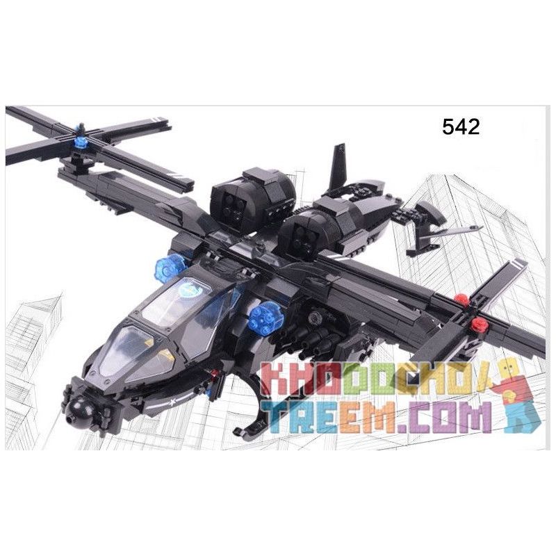 WOMA C0531 0531 Xếp hình kiểu  SWAT SPECIAL FORCE SWAT Falcon Armed Helicopter Trực Thăng Tấn Công Của Lực Lượng đặc Nhiệm 542 khối