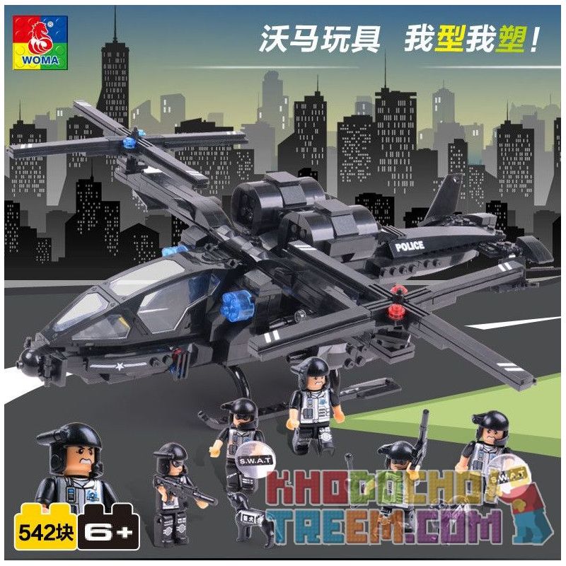 WOMA C0531 0531 Xếp hình kiểu  SWAT SPECIAL FORCE SWAT Falcon Armed Helicopter Trực Thăng Tấn Công Của Lực Lượng đặc Nhiệm 542 khối