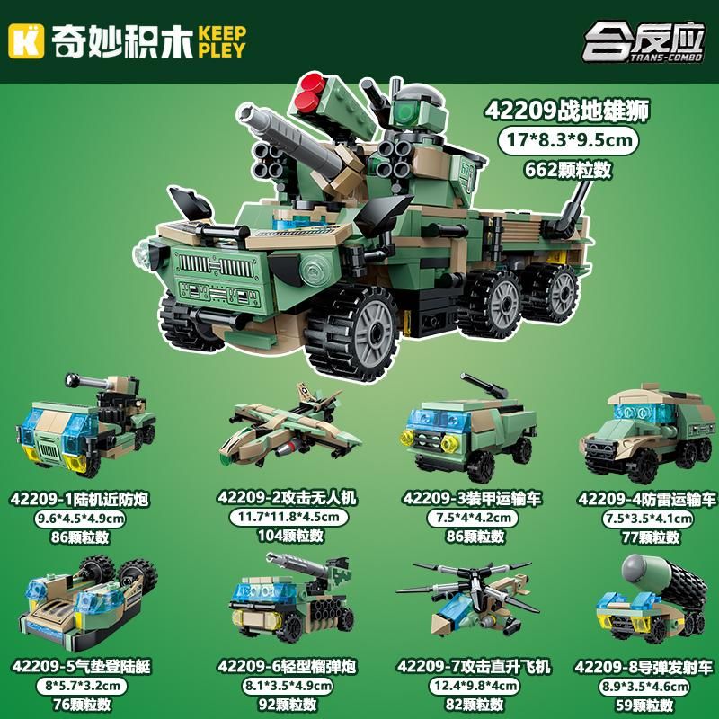 KEEPPLEY 42209 PHẢN ỨNG KẾT HỢP MÔ HÌNH BATTLEFIELD LION 8 bộ đồ chơi xếp lắp ráp ghép mô hình Military Army Quân Sự Bộ Đội 662 khối