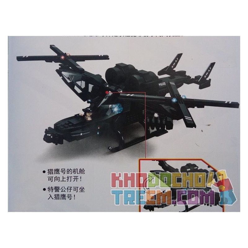 WOMA C0531 0531 Xếp hình kiểu  SWAT SPECIAL FORCE SWAT Falcon Armed Helicopter Trực Thăng Tấn Công Của Lực Lượng đặc Nhiệm 542 khối