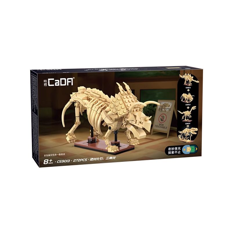 CADA DOUBLEE C59013 59013 MÔ HÌNH KHỦNG LONG BỘ XƯƠNG PHÁT SÁNG CỦA TRICERATOPS bộ đồ chơi xếp lắp ráp ghép mô hình 272 khối