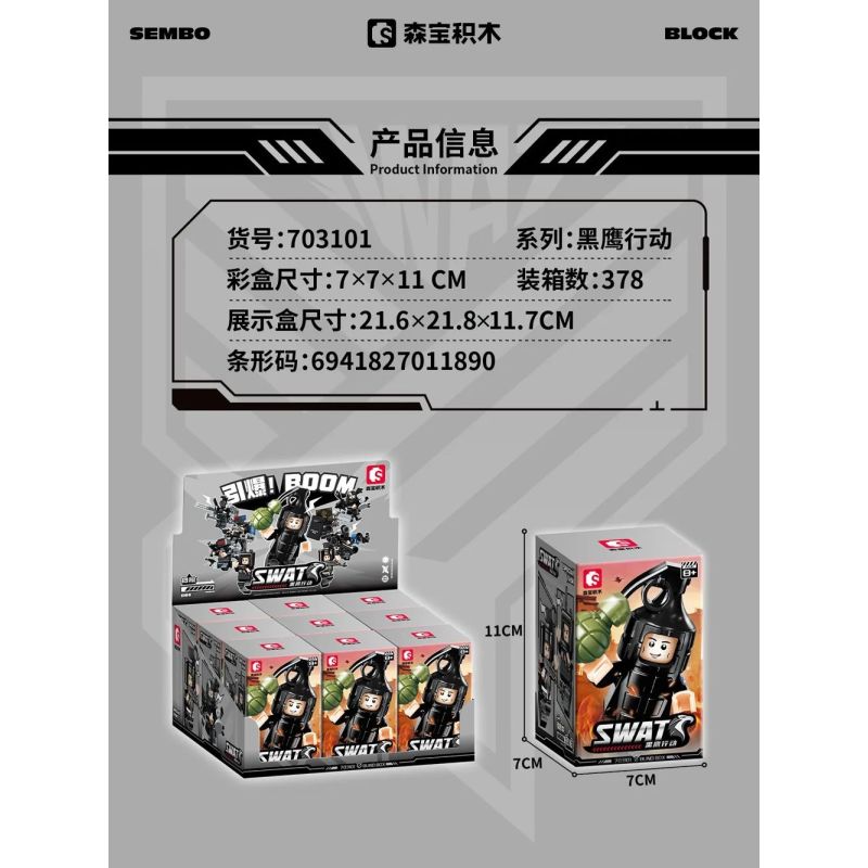 SEMBO 703101 HOẠT ĐỘNG BLACK HAWK CHẾT NỔ! MÔ HÌNH BOOM 8 bộ đồ chơi xếp lắp ráp ghép mô hình SWAT