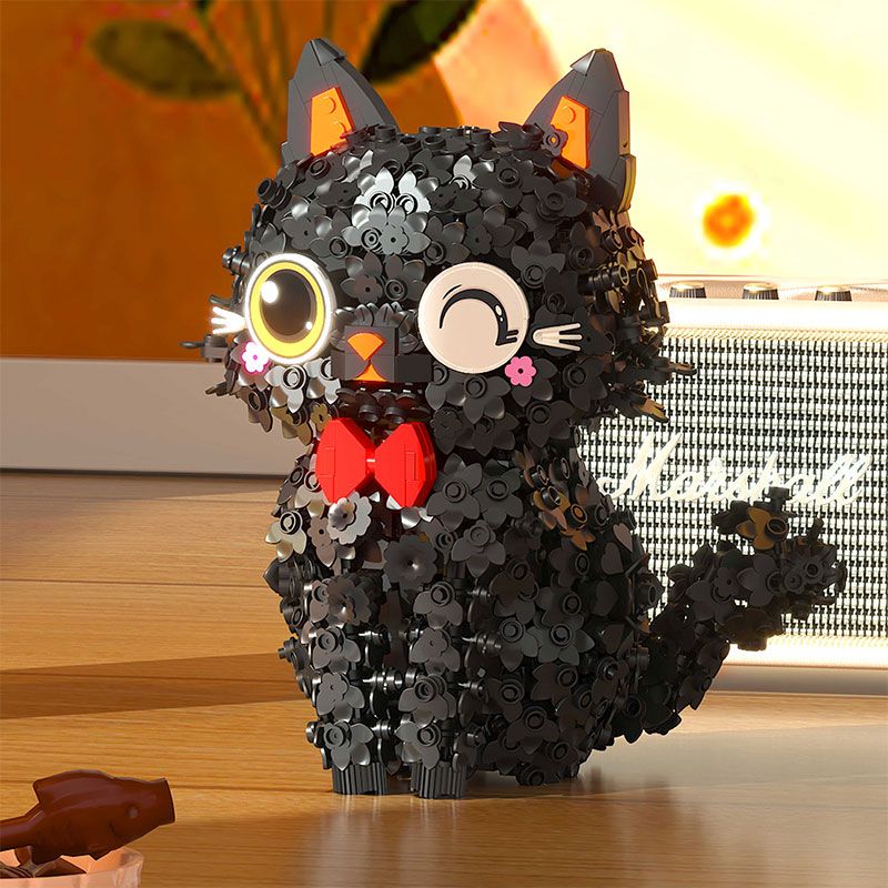 ZHEGAO 662036 KITTEN HOA MÀU ĐEN bộ đồ chơi xếp lắp ráp ghép mô hình BLOSSOM PUSS! 1651 khối
