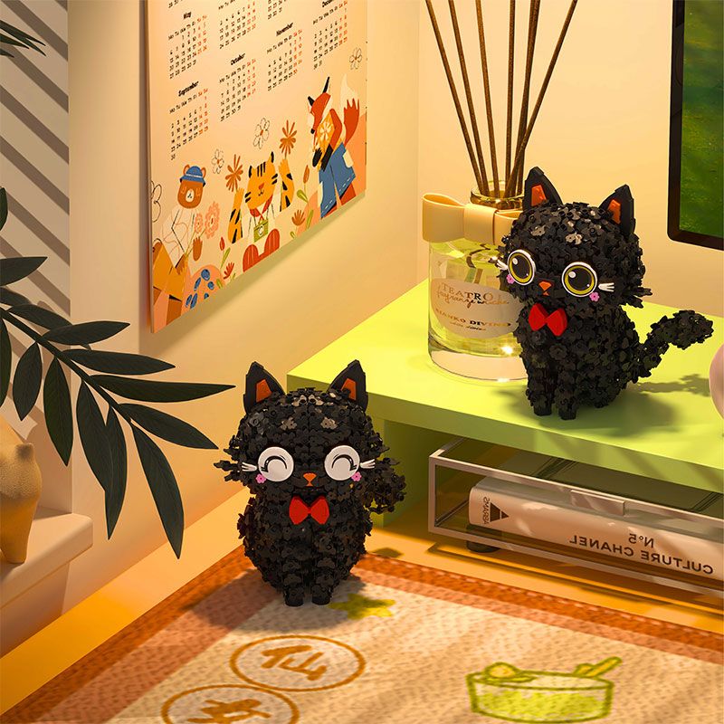 ZHEGAO 662036 KITTEN HOA MÀU ĐEN bộ đồ chơi xếp lắp ráp ghép mô hình BLOSSOM PUSS! 1651 khối
