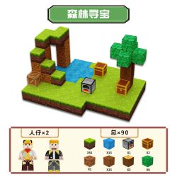 SEMBO 301201 QUẢNG TRƯỜNG TỪ TÍNH THẾ GIỚI XIANGSU SĂN TÌM KHO BÁU RỪNG bộ đồ chơi xếp lắp ráp ghép mô hình Minecraft Game Xây Dựng 90 khối