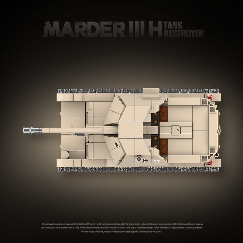 QuanGuan 100295 Quan Guan 100295 CON CHỒN III H-TYPE TANK bộ đồ chơi xếp lắp ráp ghép mô hình Military Army MARDER III H TANK DESTROYER Quân Sự Bộ Đội 661 khối