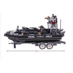 WOMA C0535 0535 Xếp hình kiểu  SWAT SPECIAL FORCE SWAT Boat Car Ô Tô Kéo Xuồng Của Lính đặc Nhiệm 738 khối