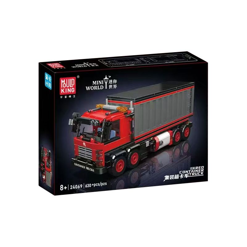 MouldKing 24069 Mould King 24069 MINI WORLD XE TẢI CONTAINER bộ đồ chơi xếp lắp ráp ghép mô hình Creator RED CONTAINER TRUCK Sáng Tạo 630 khối