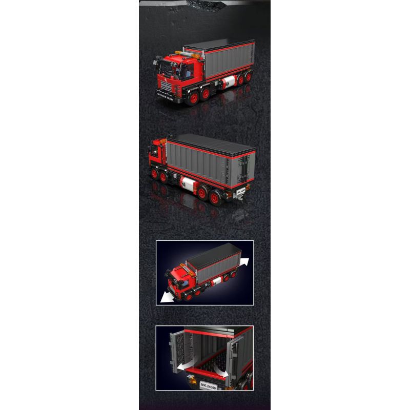 MouldKing 24069 Mould King 24069 MINI WORLD XE TẢI CONTAINER bộ đồ chơi xếp lắp ráp ghép mô hình Creator RED CONTAINER TRUCK Sáng Tạo 630 khối