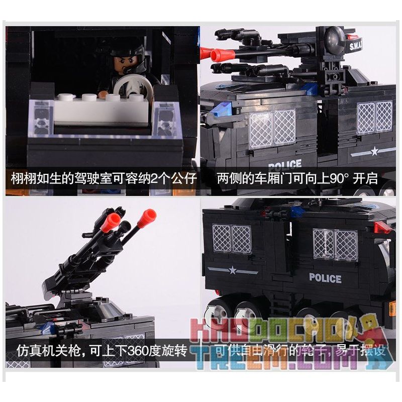 WOMA C0532 0532 Xếp hình kiểu  SWAT SPECIAL FORCE SWAT Team Force Trực Thăng Phối Hợp Xe Chở Lính đặc Nhiệm 593 khối