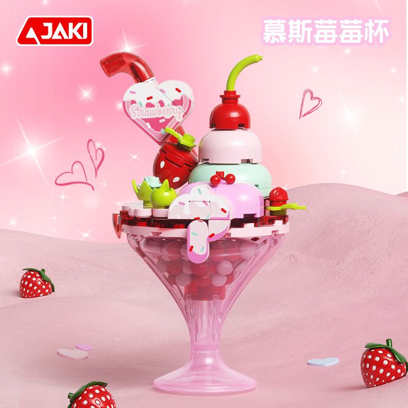 JAKI MK005 CÚP KEM DOPAMINE MOUSSE MÂM XÔI bộ đồ chơi xếp lắp ráp ghép mô hình MOUSSE STRAWERRY