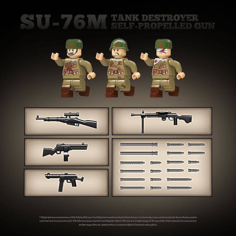 QuanGuan 100296 Quan Guan 100296 SU-76M TANK KẺ HỦY DIỆT TỰ HÀNH PHÁO bộ đồ chơi xếp lắp ráp ghép mô hình Military Army SU-76M TANK DESTROYER SELF-PROPELLED GUN Quân Sự Bộ Đội 769 khối