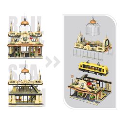 JIESTAR 89136 GA XE LỬA KIỂU CHÂU bộ đồ chơi xếp lắp ráp ghép mô hình Creator EUROPEAN STYLE RAILWAY STATION Sáng Tạo 1945 khối