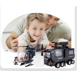 WOMA C0532 0532 Xếp hình kiểu  SWAT SPECIAL FORCE SWAT Team Force Trực Thăng Phối Hợp Xe Chở Lính đặc Nhiệm 593 khối