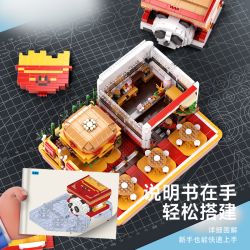 MOYU BLOCK MY92057 92057 CỬA HÀNG BÁNH MÌ KẸP THỊT PANDA bộ đồ chơi xếp lắp ráp ghép mô hình DU'S BURGER 2504 khối
