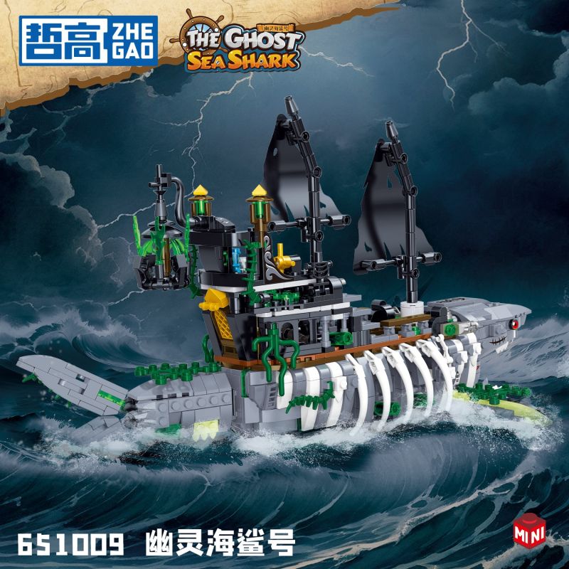 ZHEGAO 651009 CÁ MẬP BIỂN MA bộ đồ chơi xếp lắp ráp ghép mô hình THE GHOST SEA SHARK 1155 khối