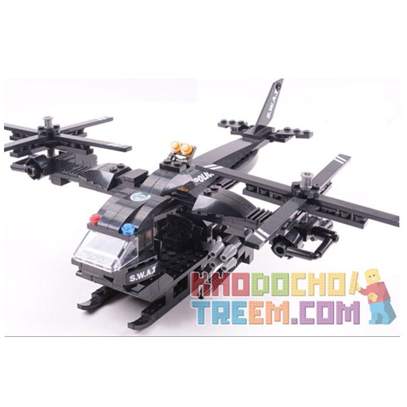 WOMA C0533 0533 Xếp hình kiểu  SWAT SPECIAL FORCE SWAT Helicopter Car Trực Thăng Phối Hợp ô Tô Lính đặc Nhiệm 594 khối