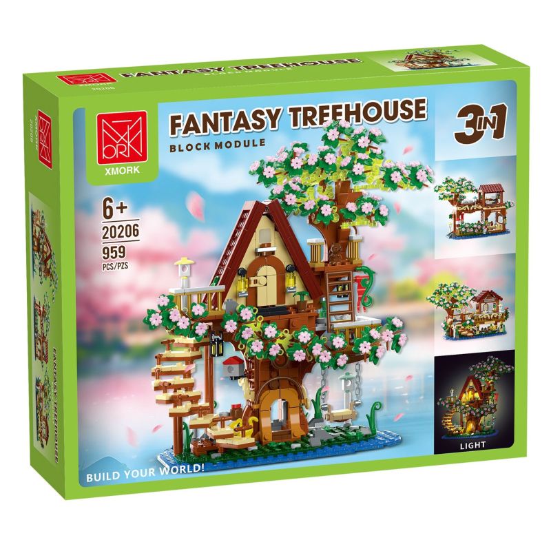 MORKMODEL MORK UrGe XMORK 20206 Fantasy Treehouse Xếp hình lắp ráp ghép mô hình Ngôi nhà cây anh đào 3in1