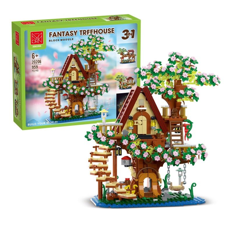 MorkModel 20206 Mork Model 20206 NGÔI NHÀ CÂY ANH ĐÀO 3IN1 bộ đồ chơi xếp lắp ráp ghép mô hình Creator FANTASY TREEHOUSE Sáng Tạo 959 khối
