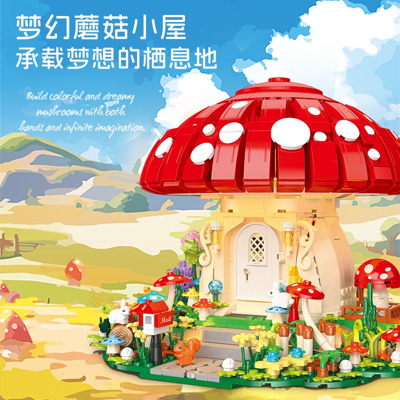 JIESTAR JJ9185 9185 NGÔI NHÀ NẤM TRONG MƠ bộ đồ chơi xếp lắp ráp ghép mô hình DREAMY MUSHROOM 1296 khối